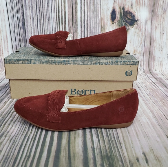 Born Shoes - Born Mirror Brown Suede Braided Strap Loafers